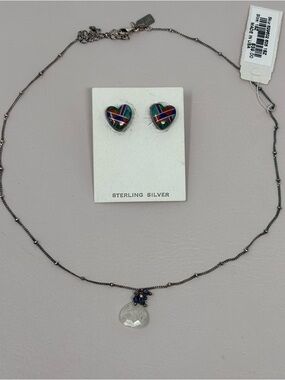 Sterling Silver Jewelry Southwest Heart Stud Earrings Pendant Necklace